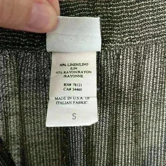 Eileen Fisher Linen Blend Wide Leg Trouser Zip fly Partial Elastic waist Sz S - Picture 13 of 15